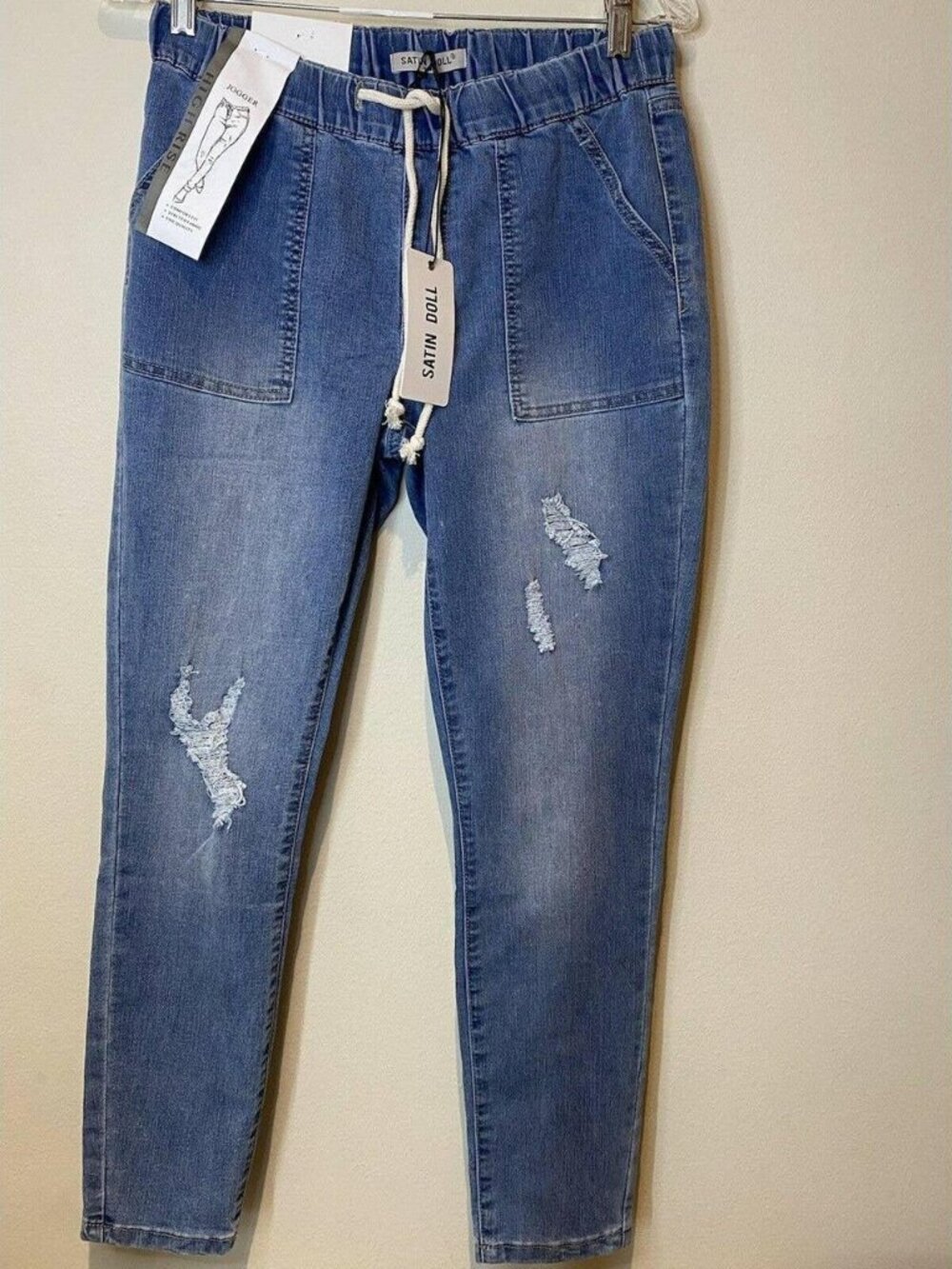 Satin Doll Women's Blue Trousers Jogger Skinny Ankle High Rise Size 6
